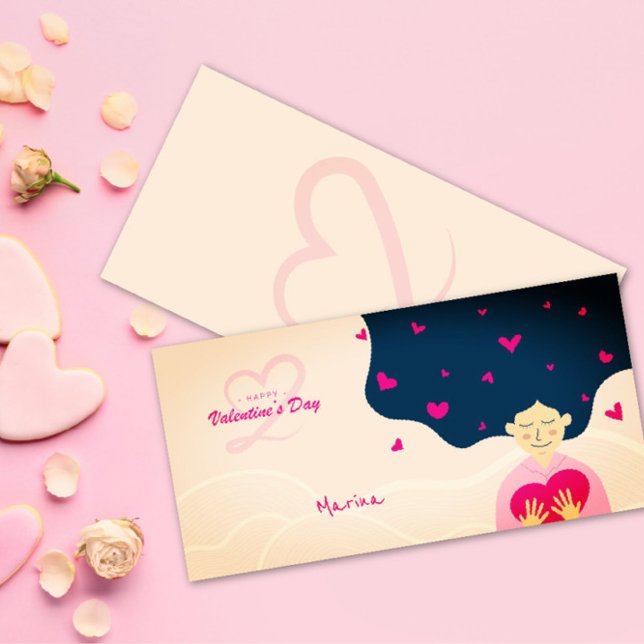 Cartão De Festividades Belo Namorados de Paisagem Mulher Abraçada (Criador carregado)