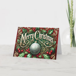 Cartão De Festividades Belo Natal Alegre Ornamentado