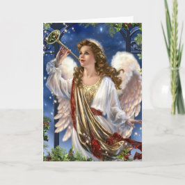 Cartão De Festividades Belo Natal vintage Angel