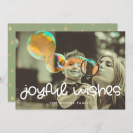 Cartão De Festividades Belo Script Joyful Deseja Foto da Família no Natal