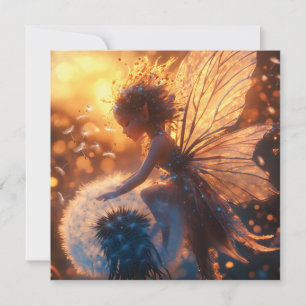 Cartão De Festividades Belo Sol Fada com Dandelion