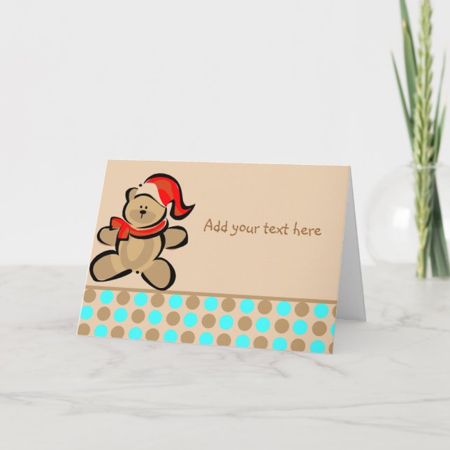 Cartão De Festividades Belo Urso de Teddy De Natal (Frente)