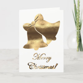 Cartão De Festividades Belos de Natal Dourado Elegante Branco Feliz Natal
