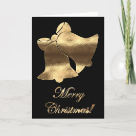 Cartão De Festividades Belos de Natal Dourado Elegante Negro Feliz Natal
