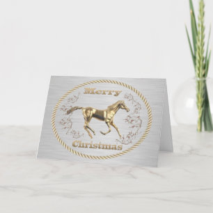 Cartão De Festividades Belt Ocidental Belt Buckle Dourado Horse Feliz Nat
