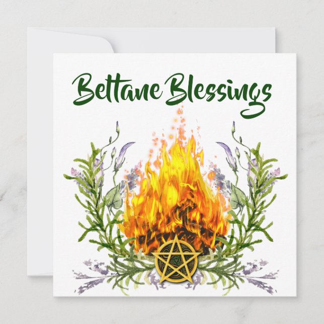 Cartão De Festividades Beltane Blessings Floral Fire Wiccan (Frente)