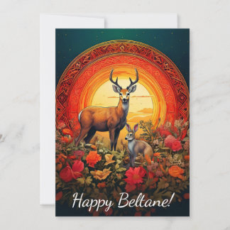Cartão De Festividades Beltane Deer & Hare Card feliz