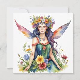 Cartão De Festividades Beltane Fada de Verão Floral Wicca Sabbat