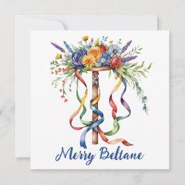 Cartão De Festividades Beltane Maypole Floral Verão Começa Sabbat