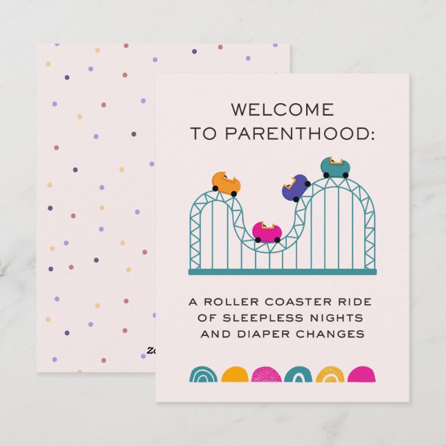 CARTÃO DE FESTIVIDADES BEM-VINDO À PORTA COPOS DE PRENTHOOD ROLLER (Frente/Verso)