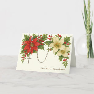 Cartão De Festividades Bênção de Natal Ave Maria com Florais do Rosário