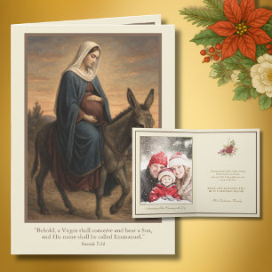 Cartão De Festividades Bênção de Natal com Maria Expectante com Isaías 7: