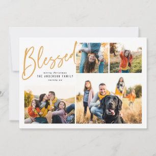 Cartão De Festividades Bênção multi foto elegante caligrafia