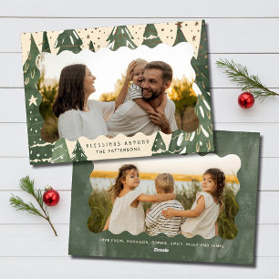 Cartão De Festividades Bênçãos Abundam 2 Foto Família Natal