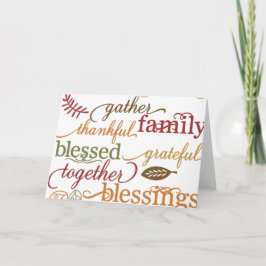 Cartão De Festividades Bênçãos da acção de graças