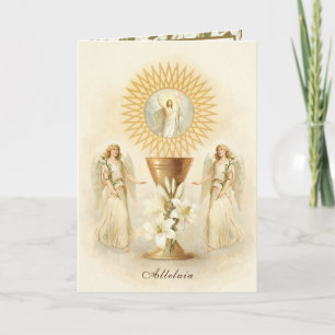 Cartão De Festividades Bênçãos da Páscoa Cálice do Padre Ressurreição