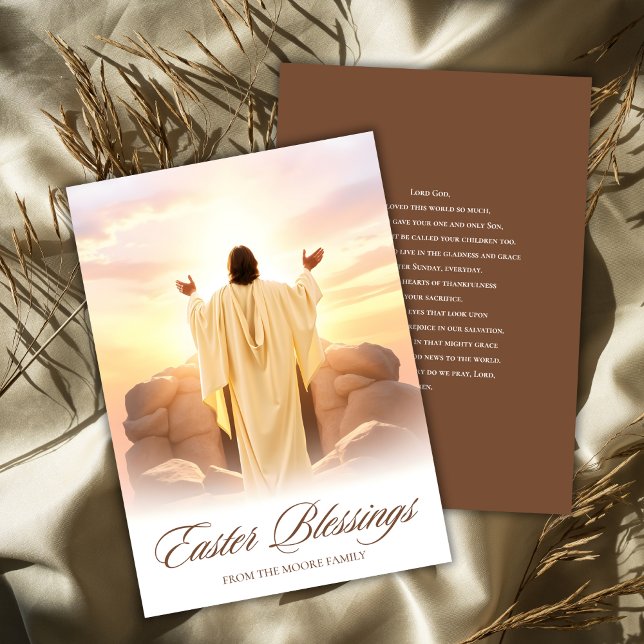 Cartão De Festividades Bênçãos da Páscoa Cristã Oração da Páscoa (Personalized Christian Easter Blessings Card He Has Risen Pascha Greeting)
