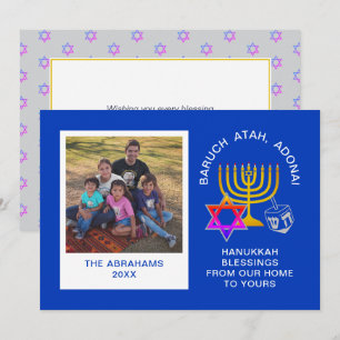 Cartão De Festividades Bênçãos de Hanukkah BARUCH ATAH ADONAI Foto