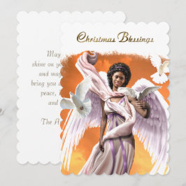 Cartão De Festividades Bênçãos de Natal. Anjo Americano Africano