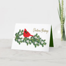 Cartão De Festividades Bênçãos de Natal ao Cardeal Vermelho na Fileira do