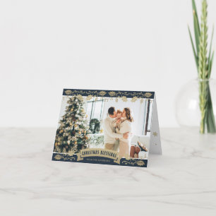 Cartão De Festividades Bênçãos de Natal Elegante Azul Religioso