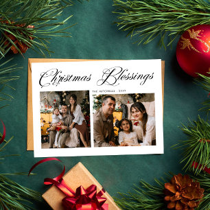 Cartão De Festividades Bênçãos de Natal Moderno Script 3 Foto