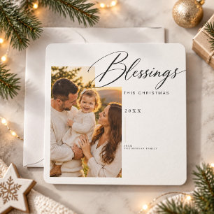 Cartão De Festividades Bênçãos de Natal Religiosas com Foto e Letra Minim