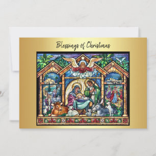 Cartão De Festividades Bênçãos do Natal na cena da Natividade