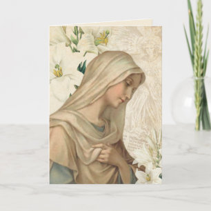 Cartão De Festividades Bênçãos Felizes de Páscoa Oração Virgem Maria Vint