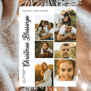 Cartão De Festividades Bênçãos Mínimas de Natal Script Família 6 Fotos
