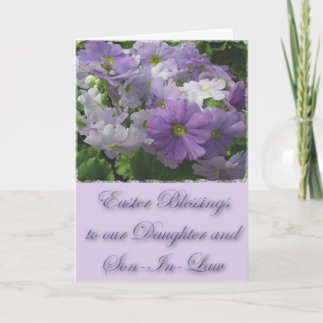 Cartão De Festividades Bênçãos páscoas Filha e Genro Primrose (Frente)