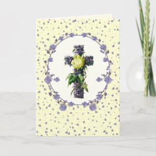 Cartão De Festividades Bênçãos páscoas. Vintage Cruz Páscoa Religiosa