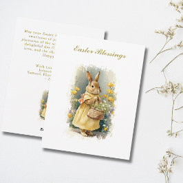 Cartão De Festividades Bênçãos personalizadas à Páscoa, coelhinho da Vint