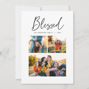 Cartão De Festividades Bendita multi foto caligrafia elegante