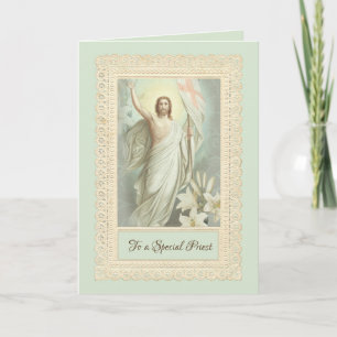 Cartão De Festividades Benditas Bênçãos da Páscoa Ressurreição Padre Vint