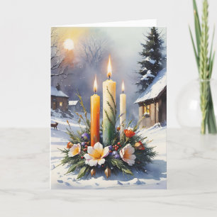 Cartão De Festividades Bendito Imbolc Winter Floral Candle Wreath Wiccan