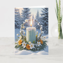 Cartão De Festividades Bendito Imbolc Winter Floral Candle Wreath Wiccan