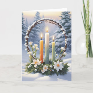 Cartão De Festividades Bendito Imbolc Winter Floral Candle Wreath Wiccan