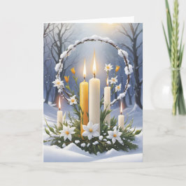 Cartão De Festividades Bendito Imbolc Winter Forest Candle Wreath Wiccan
