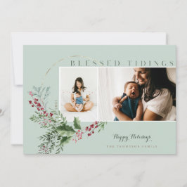 Cartão De Festividades Bendito Tidings Watercolor Greenery Wreath Fotos