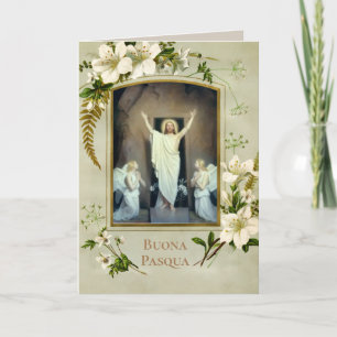 Cartão De Festividades Benedições Italianas da Páscoa Buona Pasqua