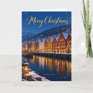Cartão De Festividades Bergen Bryggen Feliz Natal