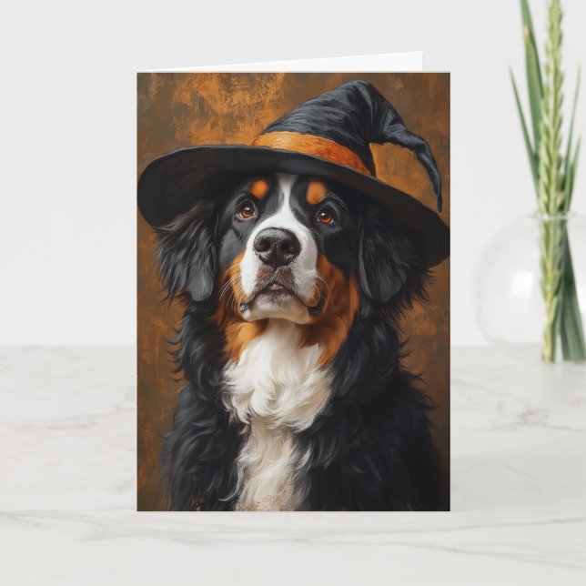Cartão De Festividades Bernese Mountain Dog Halloween (Frente)