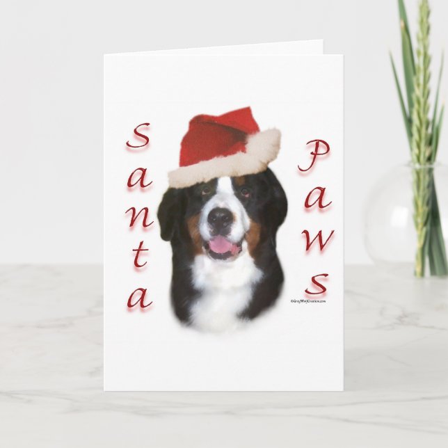 Cartão De Festividades Bernese Mountain Dog - Papais noeis (Frente)
