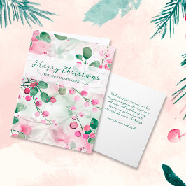 Cartão De Festividades Berries Rosa Elegante Natal Floral