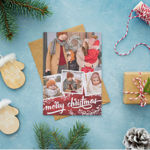 Cartão De Festividades Berry Twig Red Wood Colagem Feliz Natal