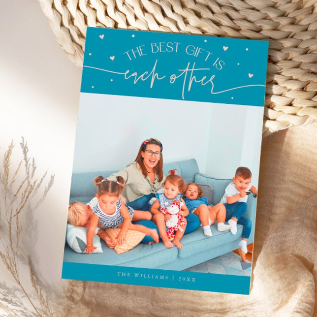 Cartão De Festividades Best Gift Aqua Peach Valentines Day Photo (Criador carregado)