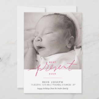 Cartão De Festividades Best Present Ever Birth Announcement - Red