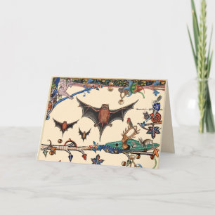 CARTÃO DE FESTIVIDADES BESTIÁRIO MÉDIO ESTRANHO, ANIMAIS DE MORTE VOADORE