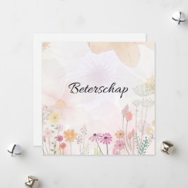 Cartão De Festividades Beterschapskaart met bloemen (vierkant)